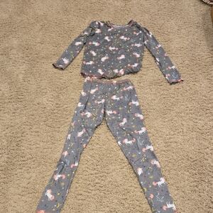 Cuddl Duds Gray Star and Unicorn Pajama Set